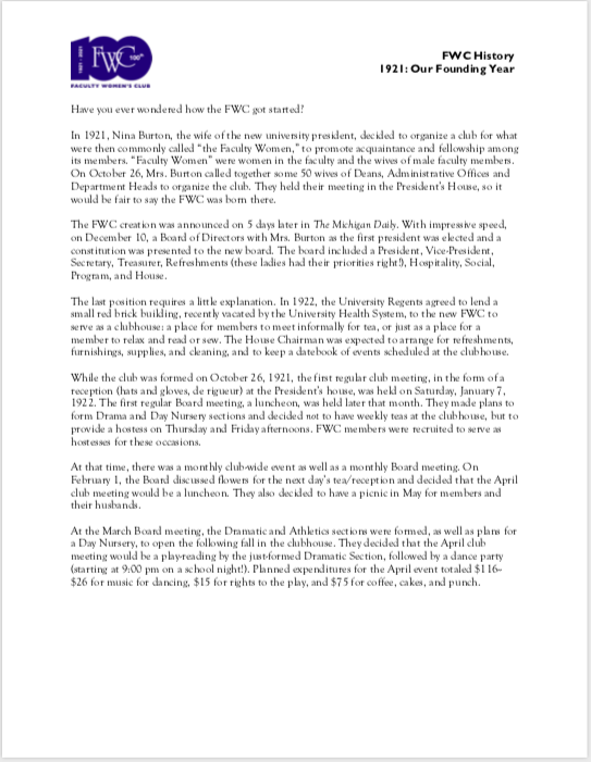 Screenshot of 1921: Our Founding Year article